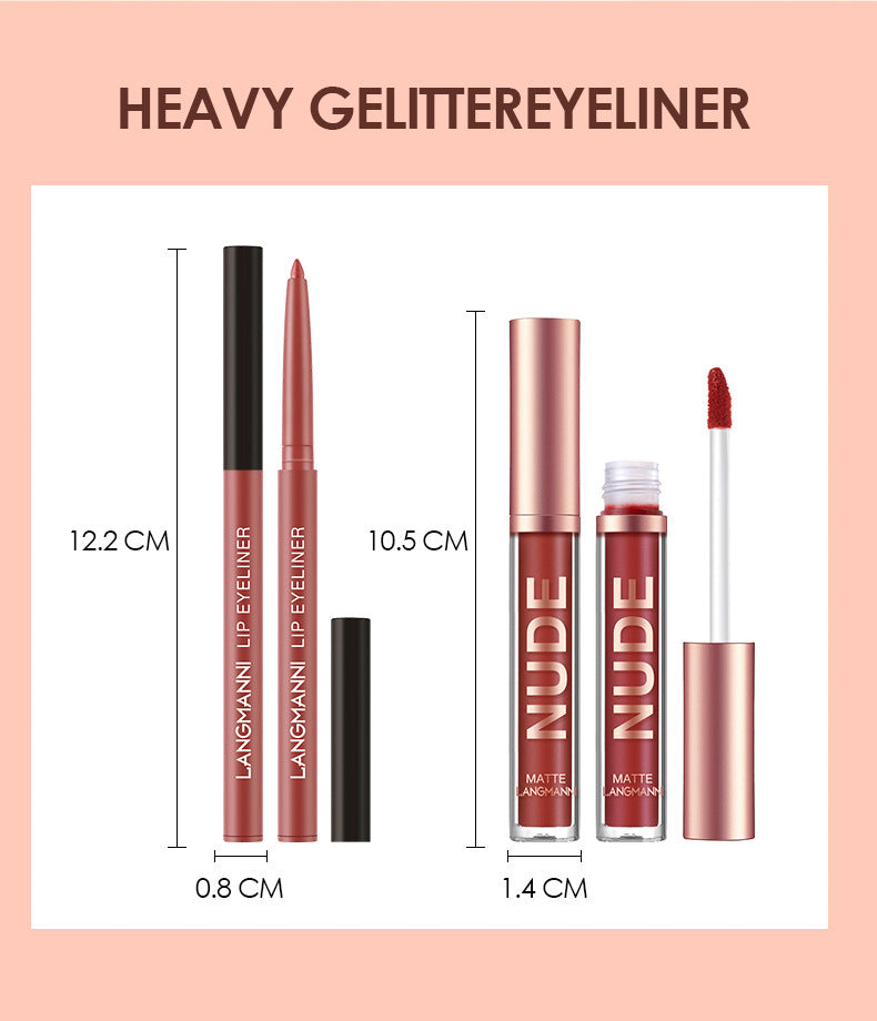 Lip Liner & Lipstick Set – 12 Pcs | 6 Matte Lipsticks + 6 Lip Liners | Waterproof & Long-Lasting | Beauty Gift for Girls