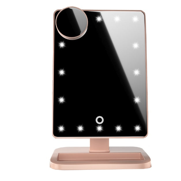 Touch Screen LED Makeup Mirror with Bluetooth Speaker & 10X Magnification – 20 LED Lights for Perfect Beauty Routine