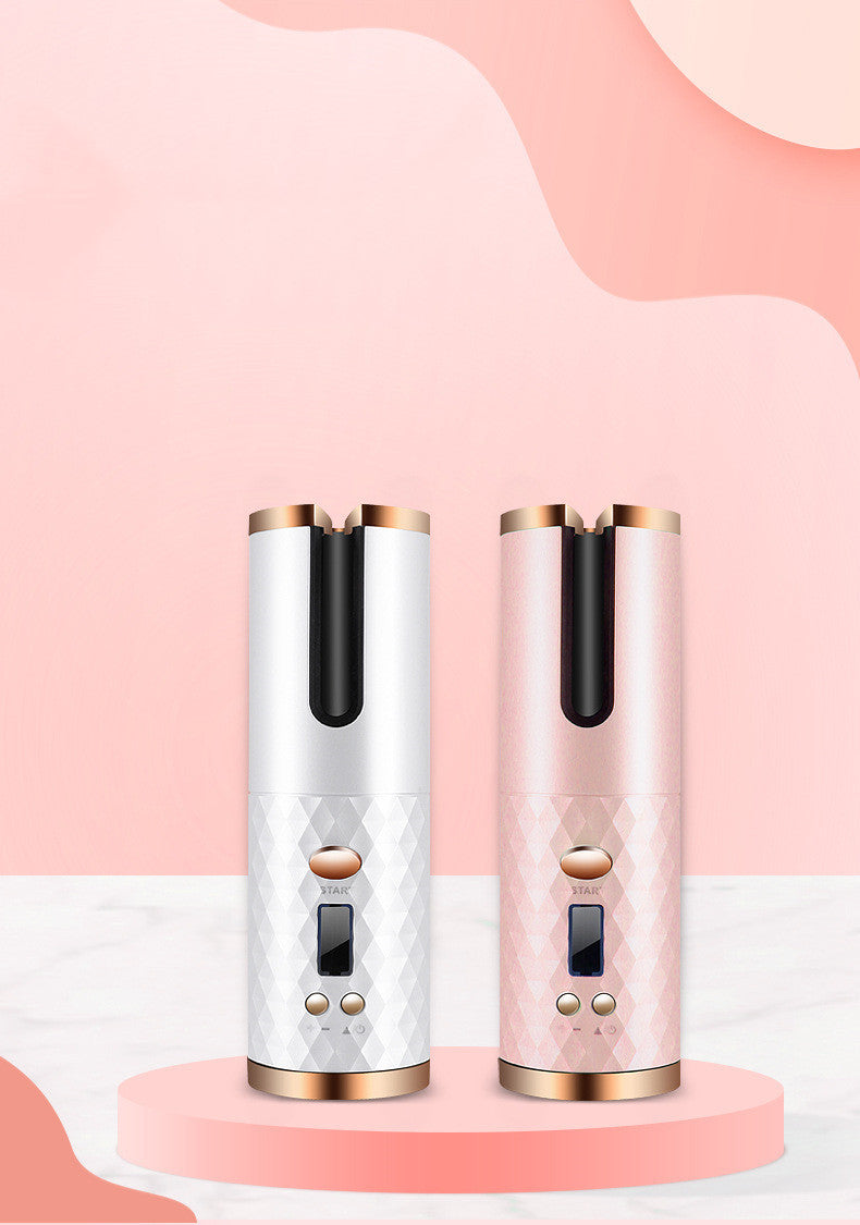 Rechargeable Automatic Hair Curler – Portable LCD Ceramic Rotating Curling Iron