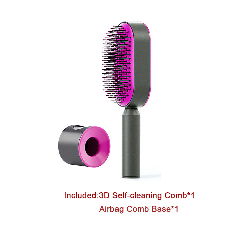 Self-Cleaning Hair Brush – One-Key Cleaning, Anti-Static, Scalp Massage Comb