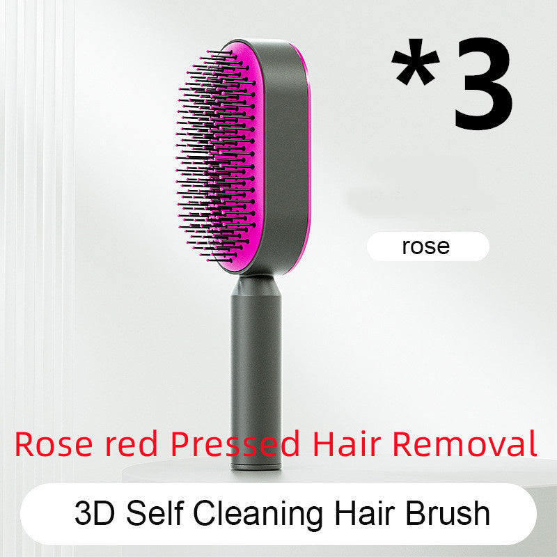 Self-Cleaning Hair Brush – One-Key Cleaning, Anti-Static, Scalp Massage Comb