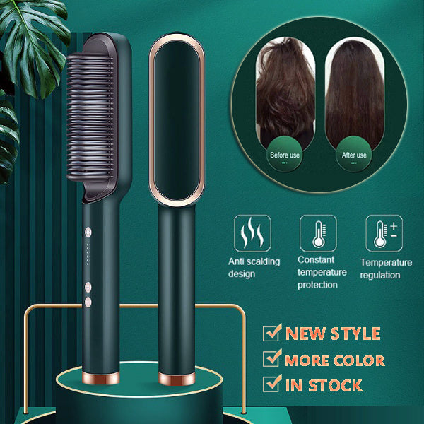 2-in-1 Hair Straightener & Curler – Hot Comb with Negative Ion Technology
