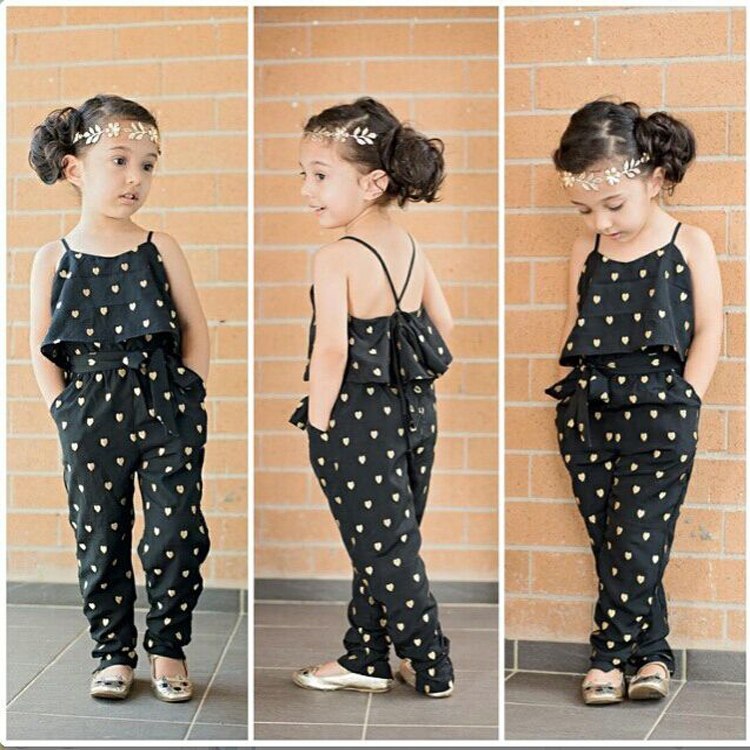 Fashion Summer Kids Girls Clothing Set – Cotton Sleeveless Polka Dot Strap Jumpsuit & Outfits for Children