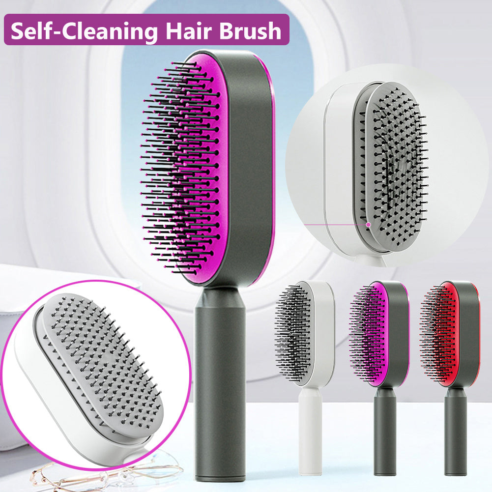 Self-Cleaning Hair Brush – One-Key Cleaning, Anti-Static, Scalp Massage Comb
