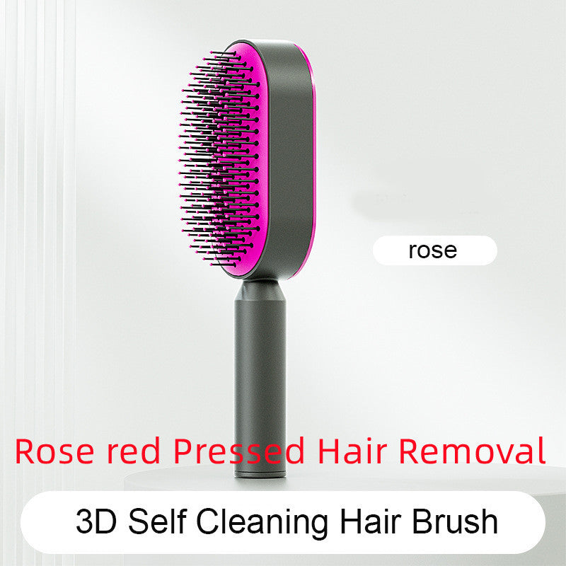Self-Cleaning Hair Brush – One-Key Cleaning, Anti-Static, Scalp Massage Comb