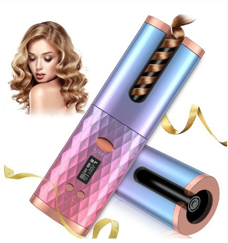Rechargeable Automatic Hair Curler – Portable LCD Ceramic Rotating Curling Iron