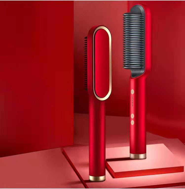 2-in-1 Hair Straightener & Curler – Hot Comb with Negative Ion Technology