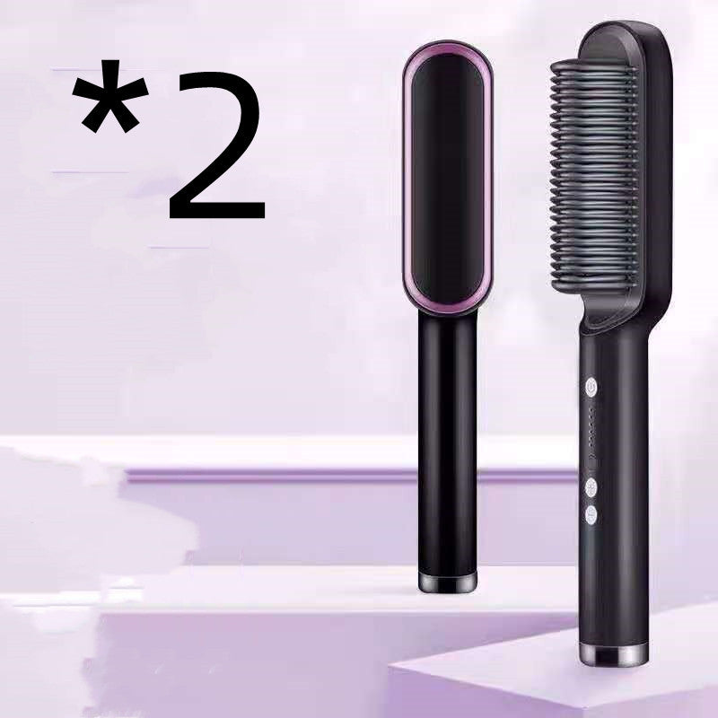 2-in-1 Hair Straightener & Curler – Hot Comb with Negative Ion Technology