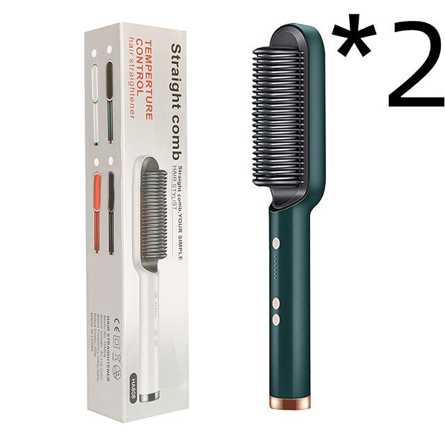 2-in-1 Hair Straightener & Curler – Hot Comb with Negative Ion Technology
