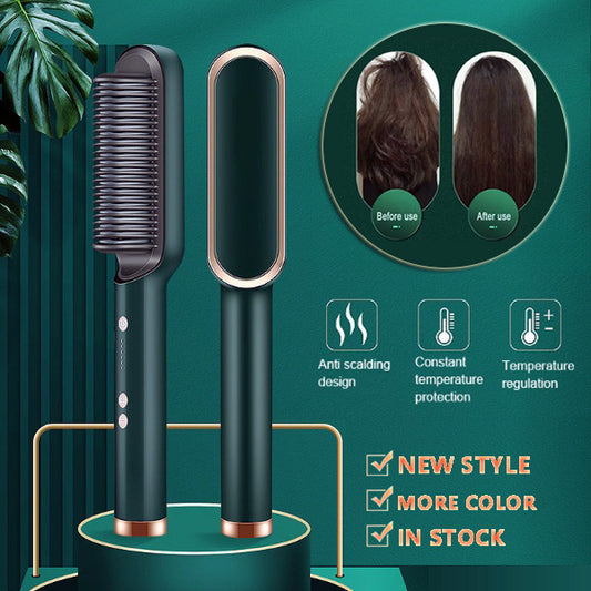 2-in-1 Hair Straightener & Curler – Hot Comb with Negative Ion Technology