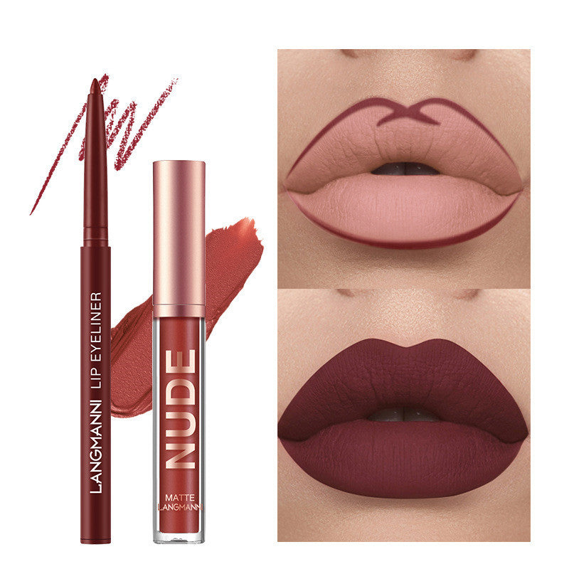 Lip Liner & Lipstick Set – 12 Pcs | 6 Matte Lipsticks + 6 Lip Liners | Waterproof & Long-Lasting | Beauty Gift for Girls