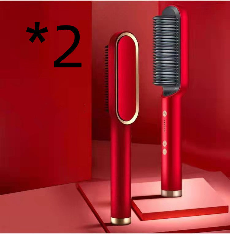 2-in-1 Hair Straightener & Curler – Hot Comb with Negative Ion Technology