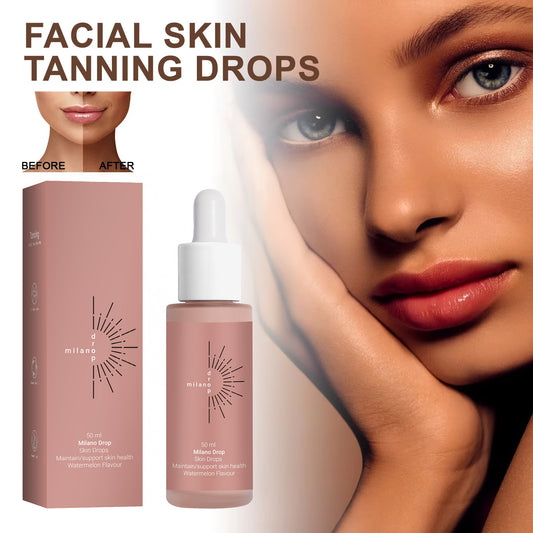Self Tanning Serum Drops | Face & Body Bronzer | Fine Line Repair & Hydration | Dark Tan Booster for Tanning Bed & Outdoor Use