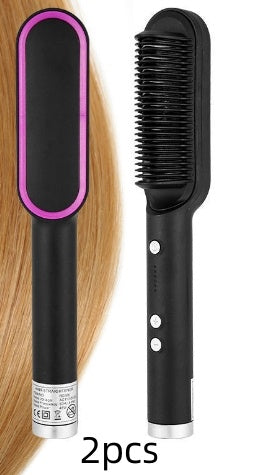 2-in-1 Hair Straightener & Curler – Hot Comb with Negative Ion Technology